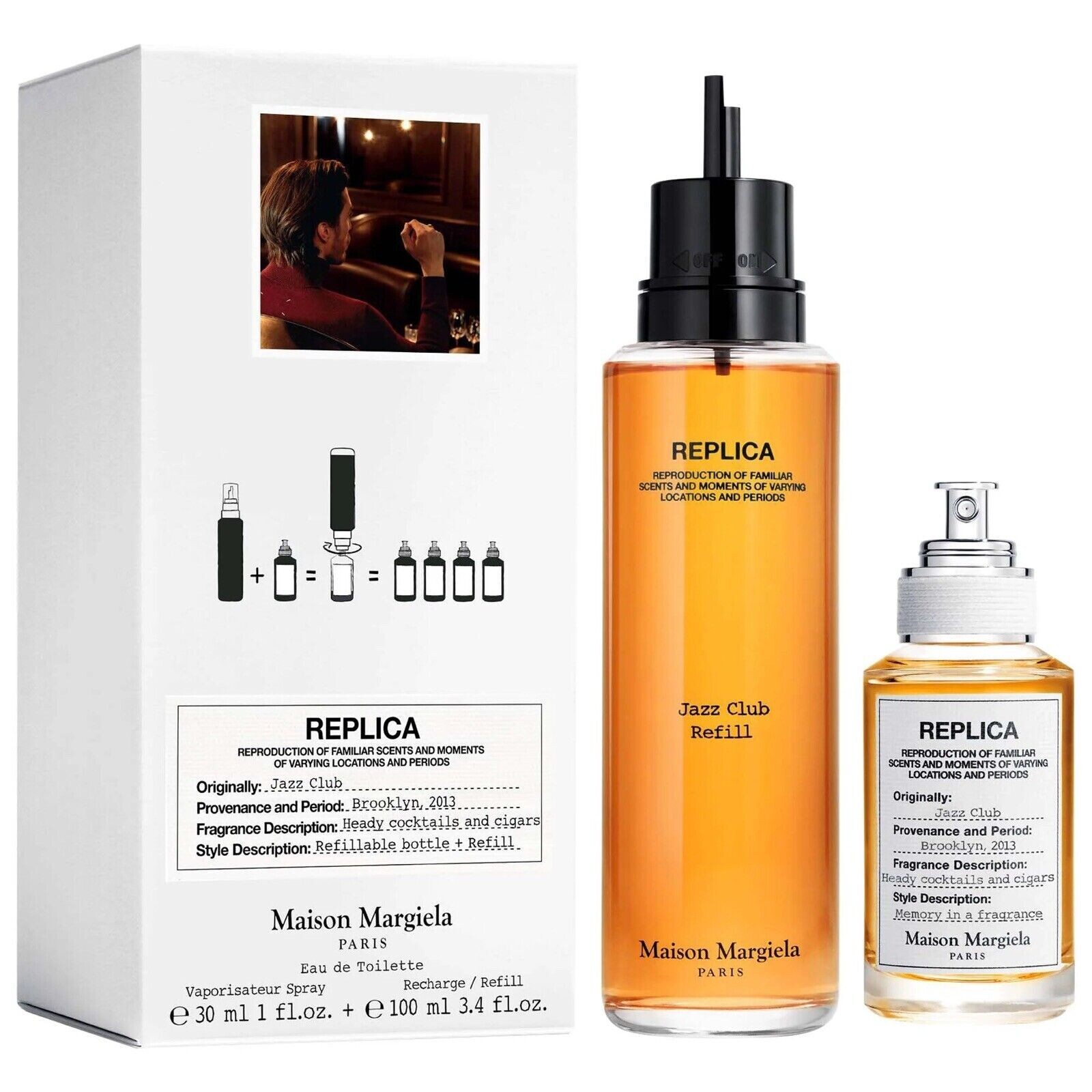 Maison Margiela Replica Jazz Club Perfume Set Spray 1oz and Refill 3.4oz NEW
