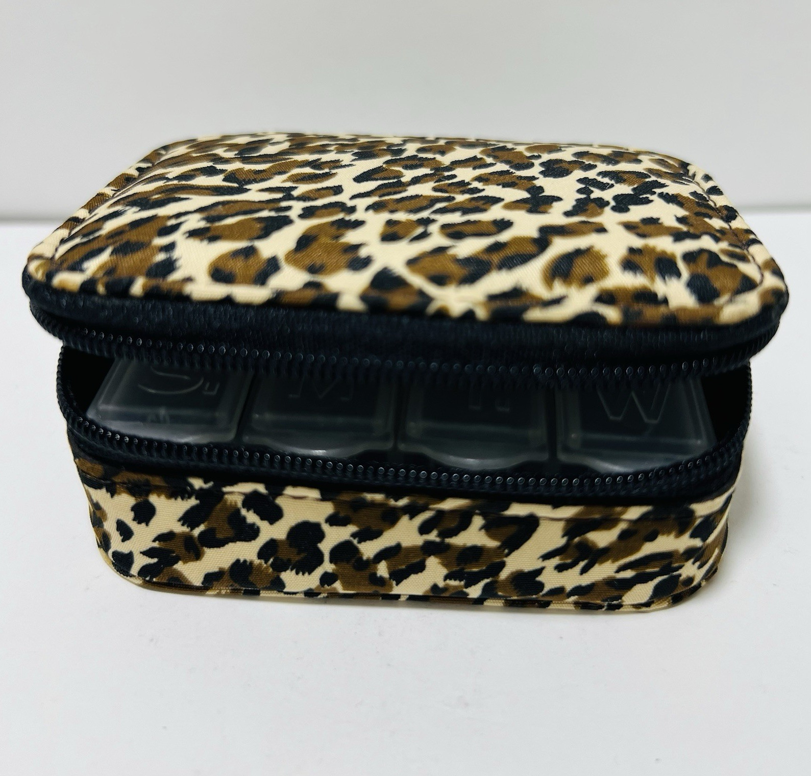 Fossil Animal Print Zip Travel Pill Organizer Case 7-Day 2-Compartment