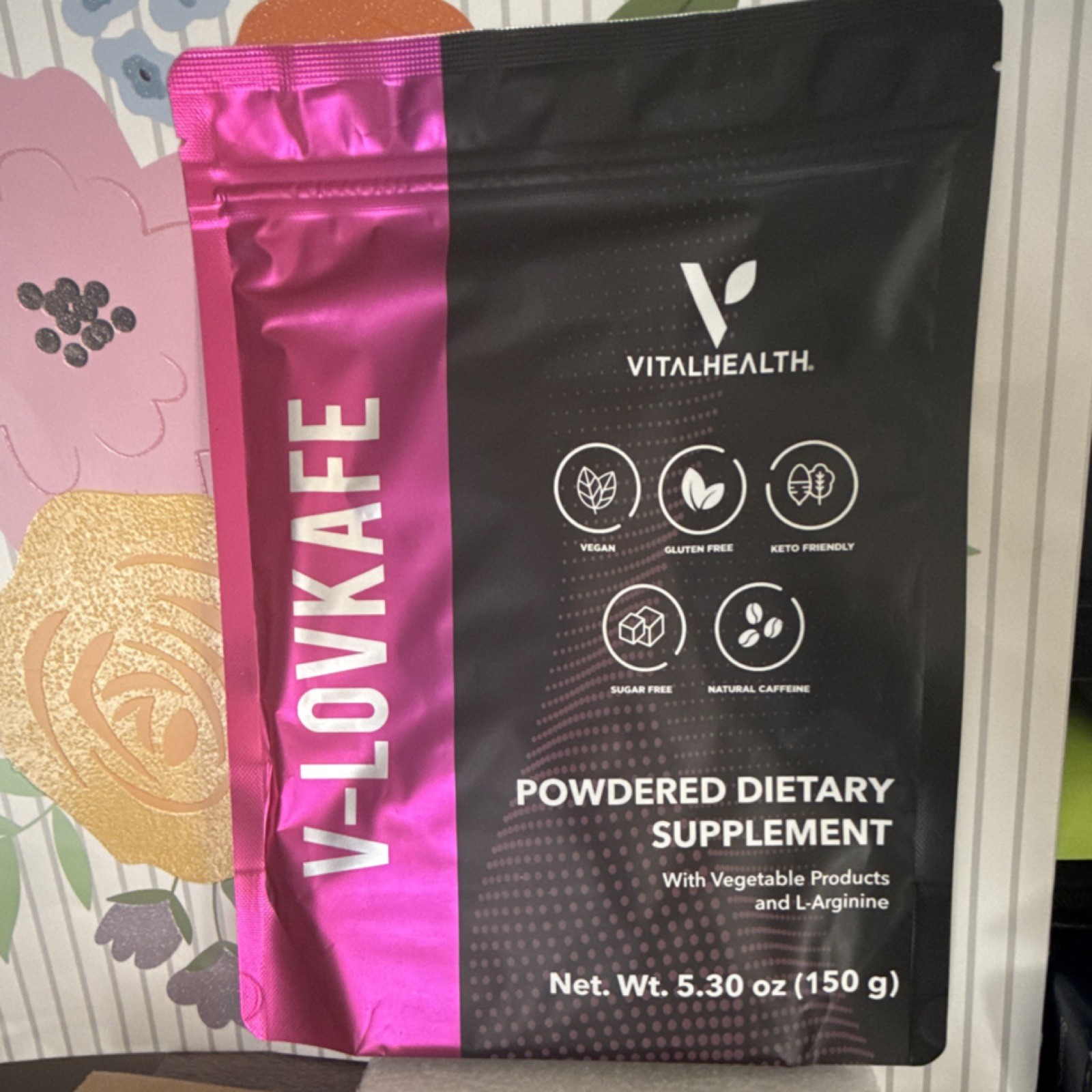 VitalHealth V-LOVKAFE Coffee Flavor Vegan Keto Gluten-Free Powder 5.30 oz 150 g