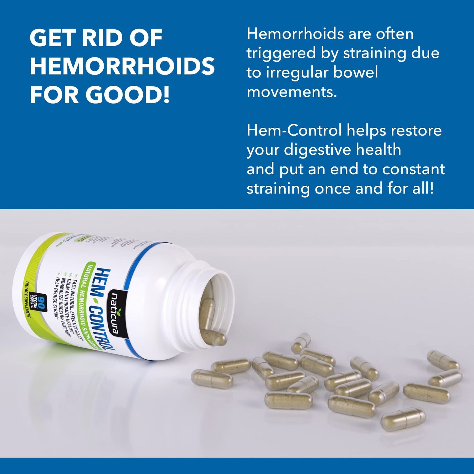Naticura Hem-Control – Fast Effective Hemorrhoid Treatment Supplement – Power
