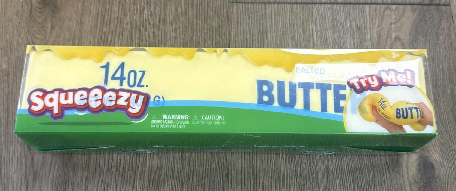 Squeezy Salted Butter Squeeze Ball Yellow Tear-Resistant Foam 14oz