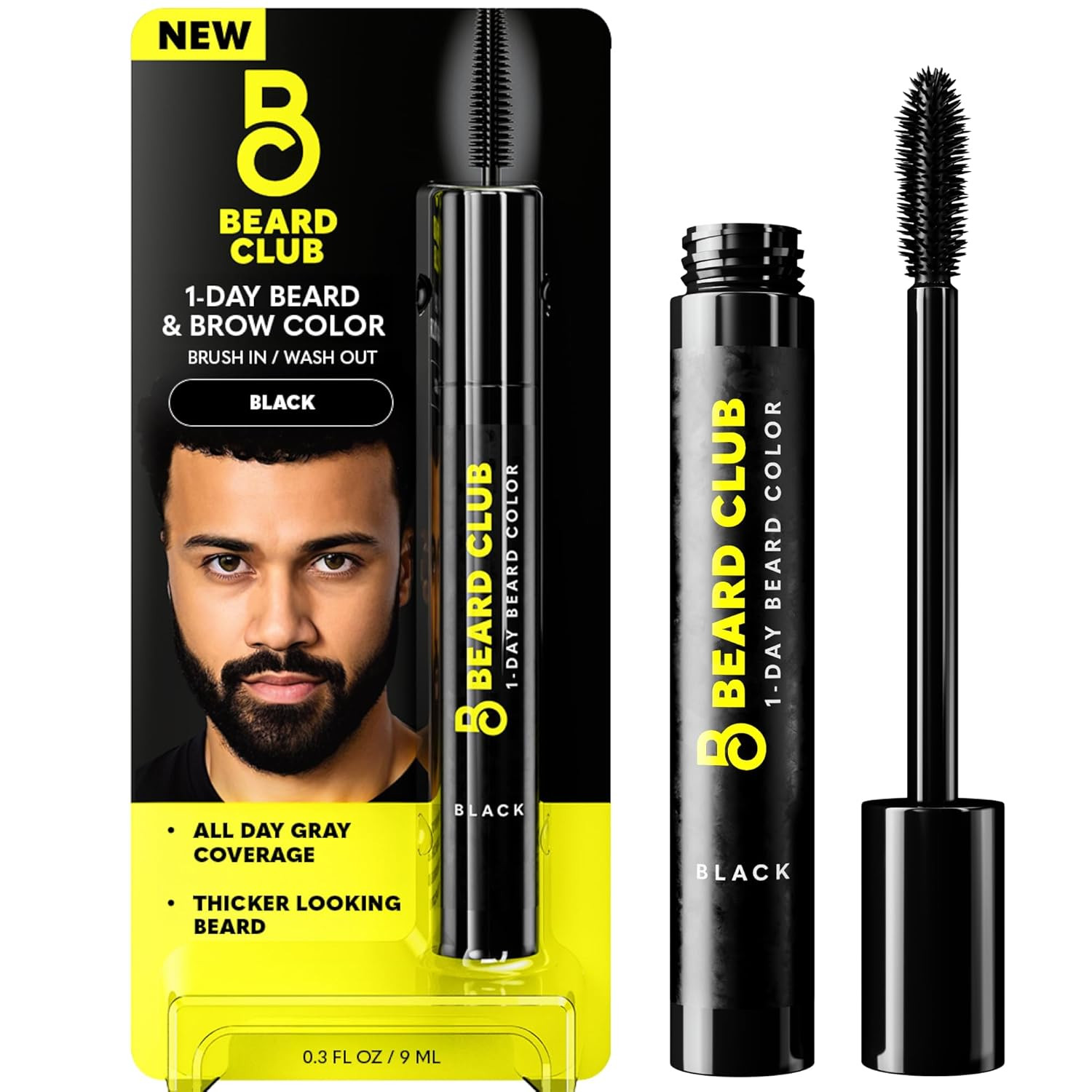 The Beard Club 1 Day Temporary Beard Dye for Men – Black Beard, Mustache & Eyebr