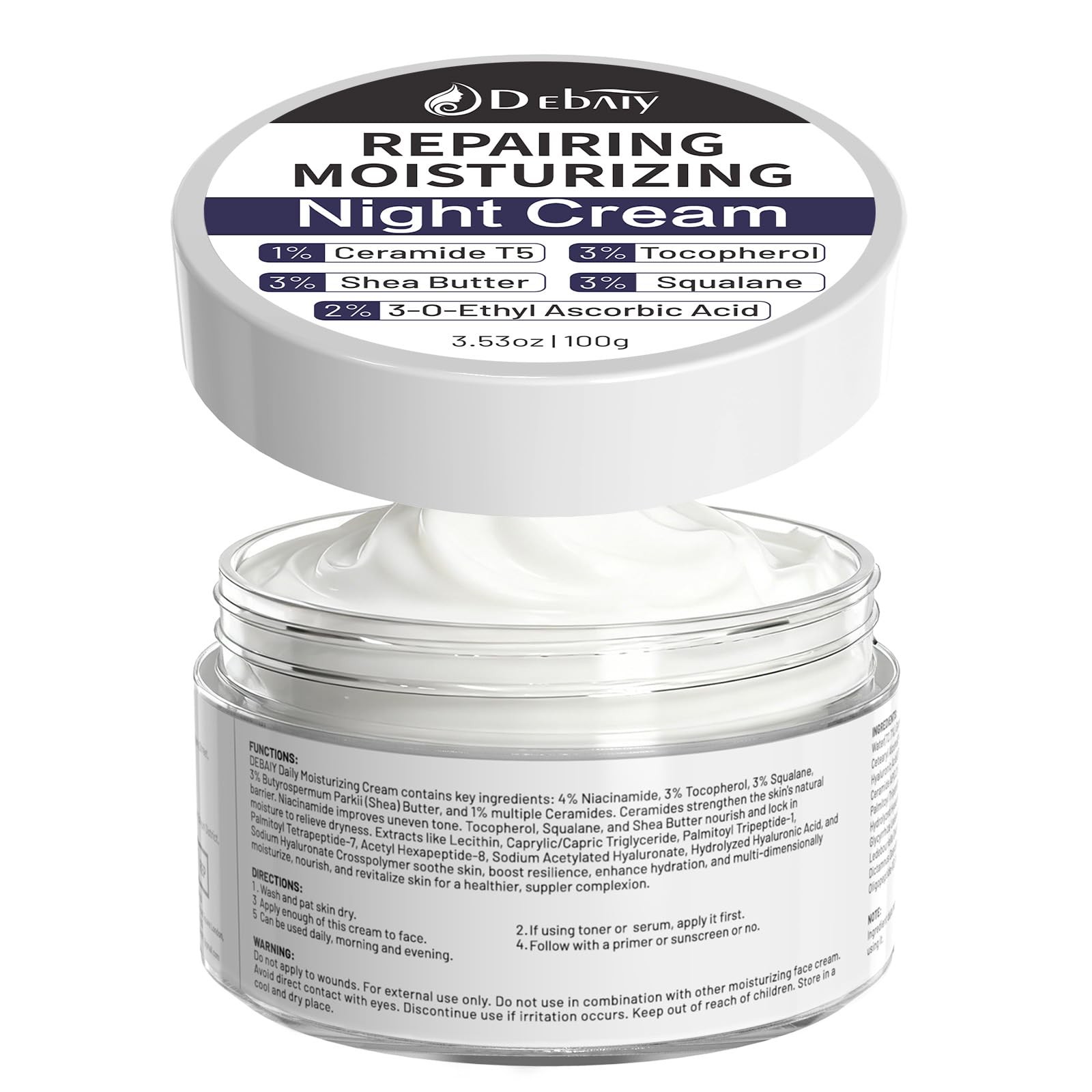 Night Cream Moisturizer with 3% Tocopherol, 3% Shea Butter, 2% , Boosts Skin …