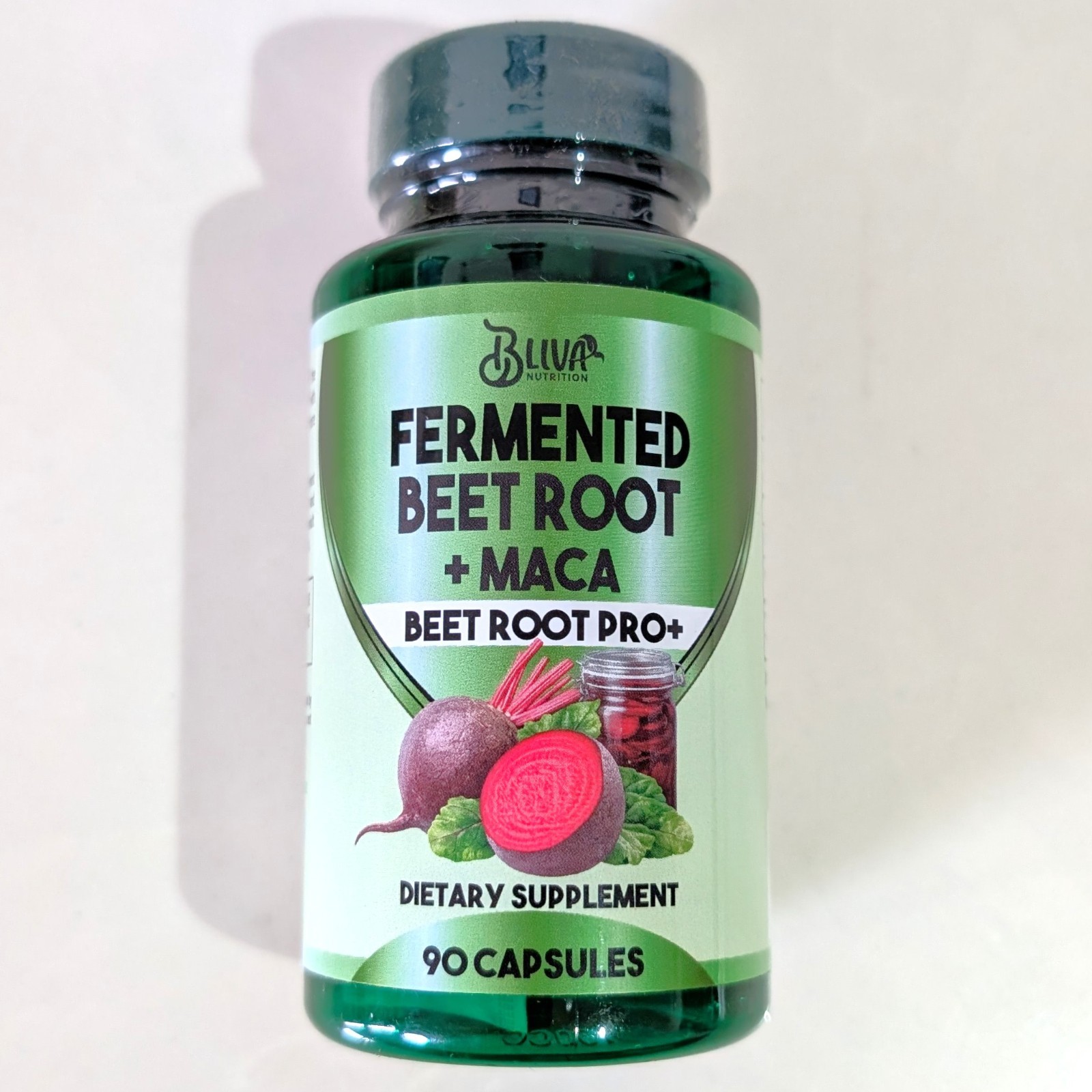 BLIVA Organic Fermented Beet Root with Maca Capsules 90 Count Exp 04/2028