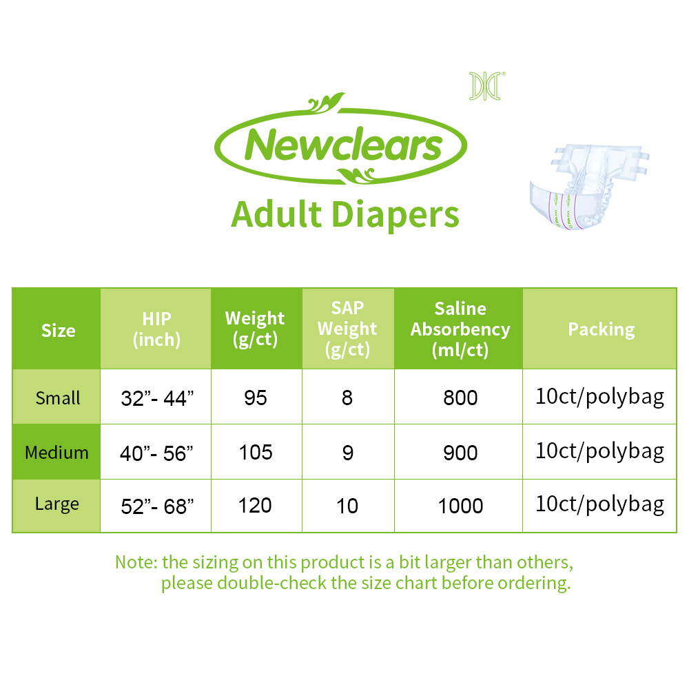 Newclears Adult Diapers with Tabs for Men Women Incontinent Diapers 20/40/60/80