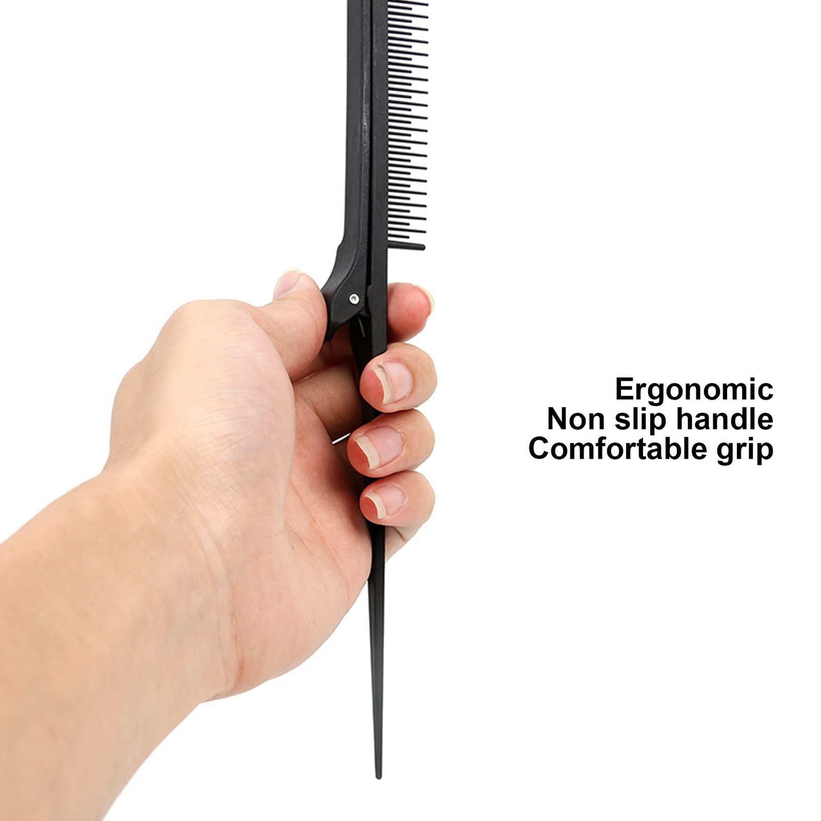 Rat Tail Teasing Highlighting Clip Styling Comb Tool 26.5×2.5cm Black