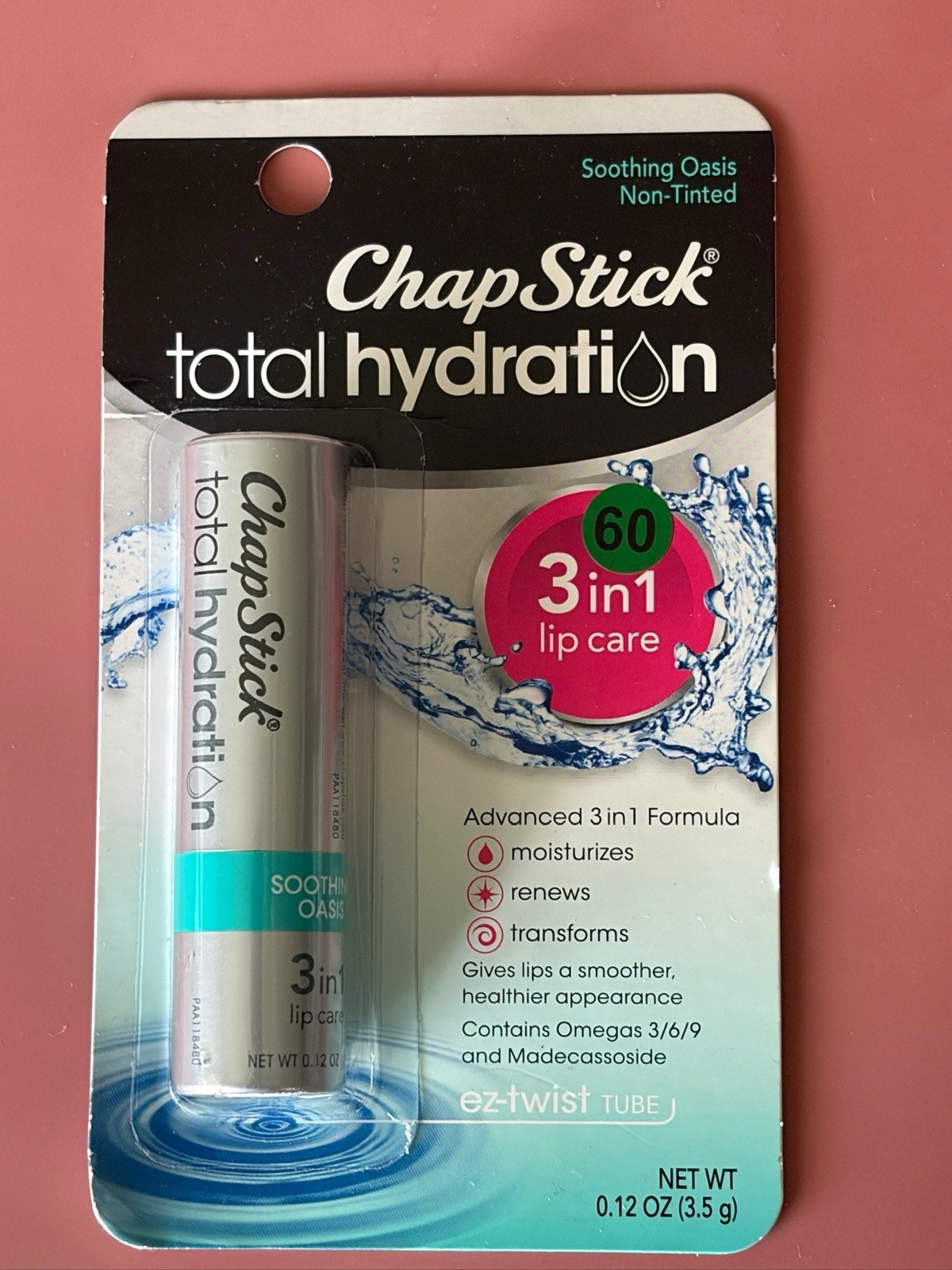 ChapStick Total Hydration 3-in-1 Soothing Oasis Non-Tinted Lip Balm 0.12 oz