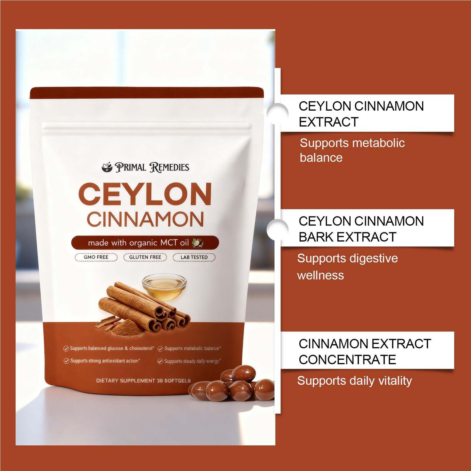 (2 PACK) Ceylon Cinnamon Softgels, Ceylon Cinnamon Soft Gels 7200Mg Equivalent