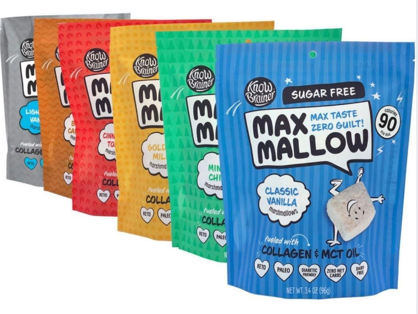 Know Brainer Max Mallow Classic Vanilla- Guilt-Free & Zero Sugar Marshmallows -L