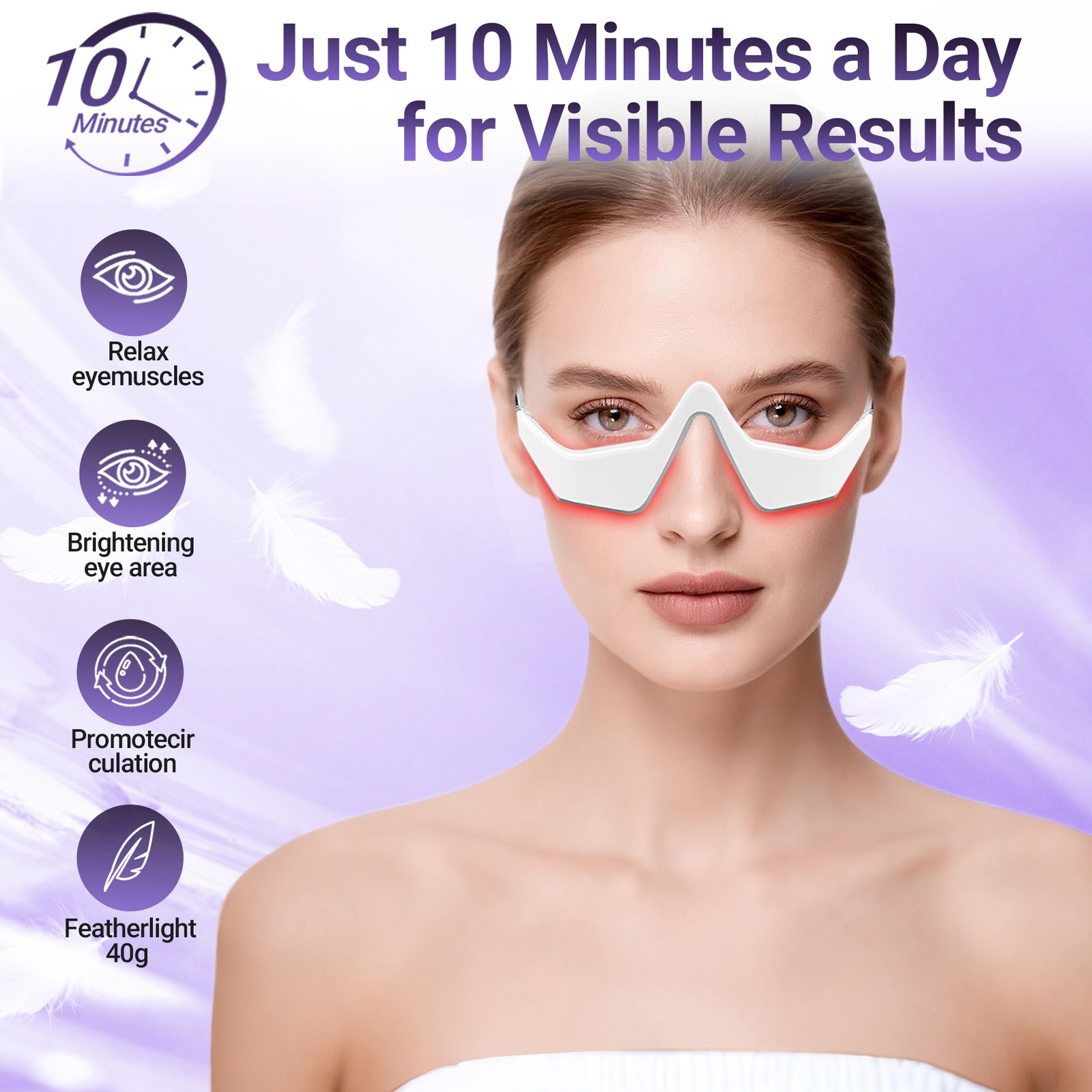 Eye Care Device for Dark Circles Tired Eyes Red Light EMS Massager