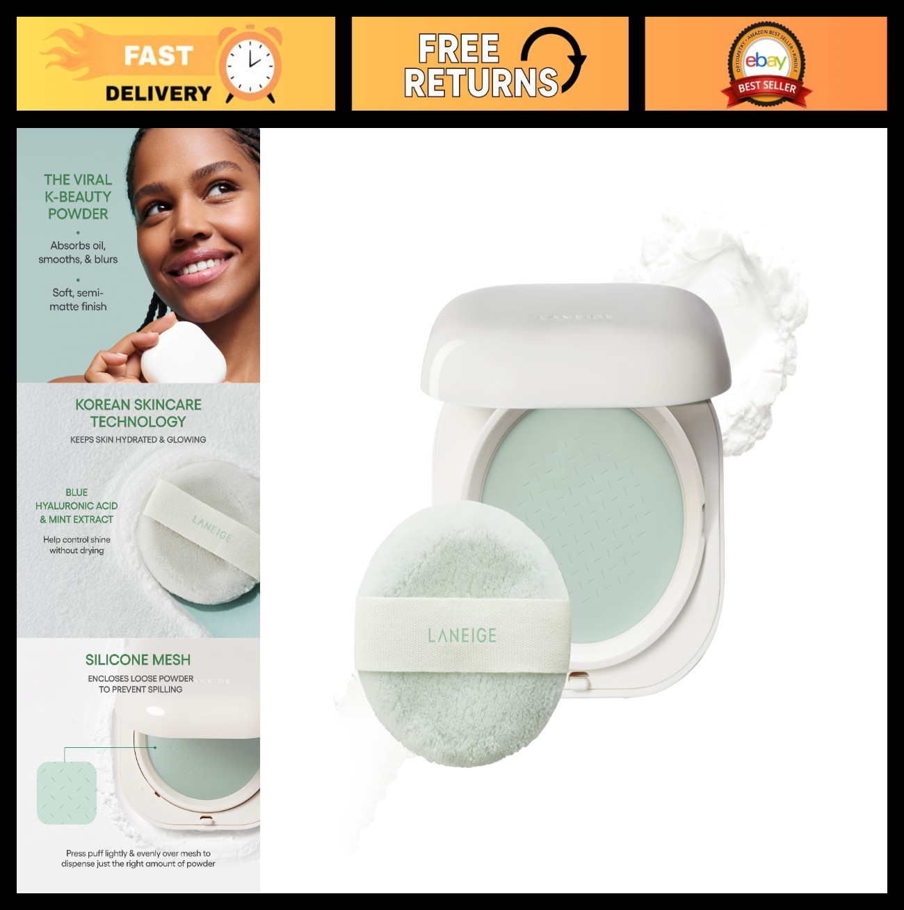 Korean Shine Control Blurring Powder – Pore Smoothing, Travel-Friendly, No Spill