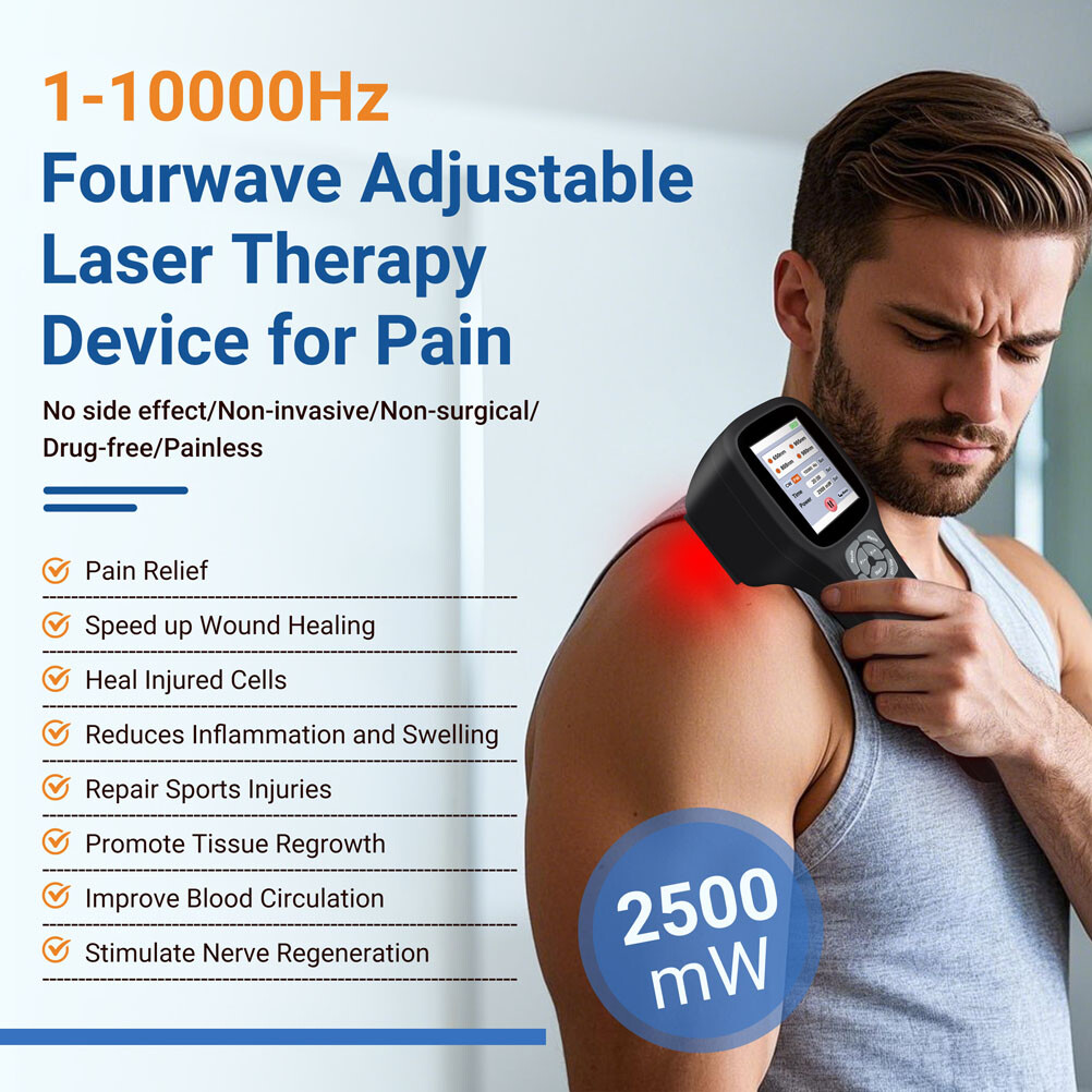 Touchscreen 2.5W Cold Laser Therapy Device For Pain Relief 650+808nm+905nm+980nm