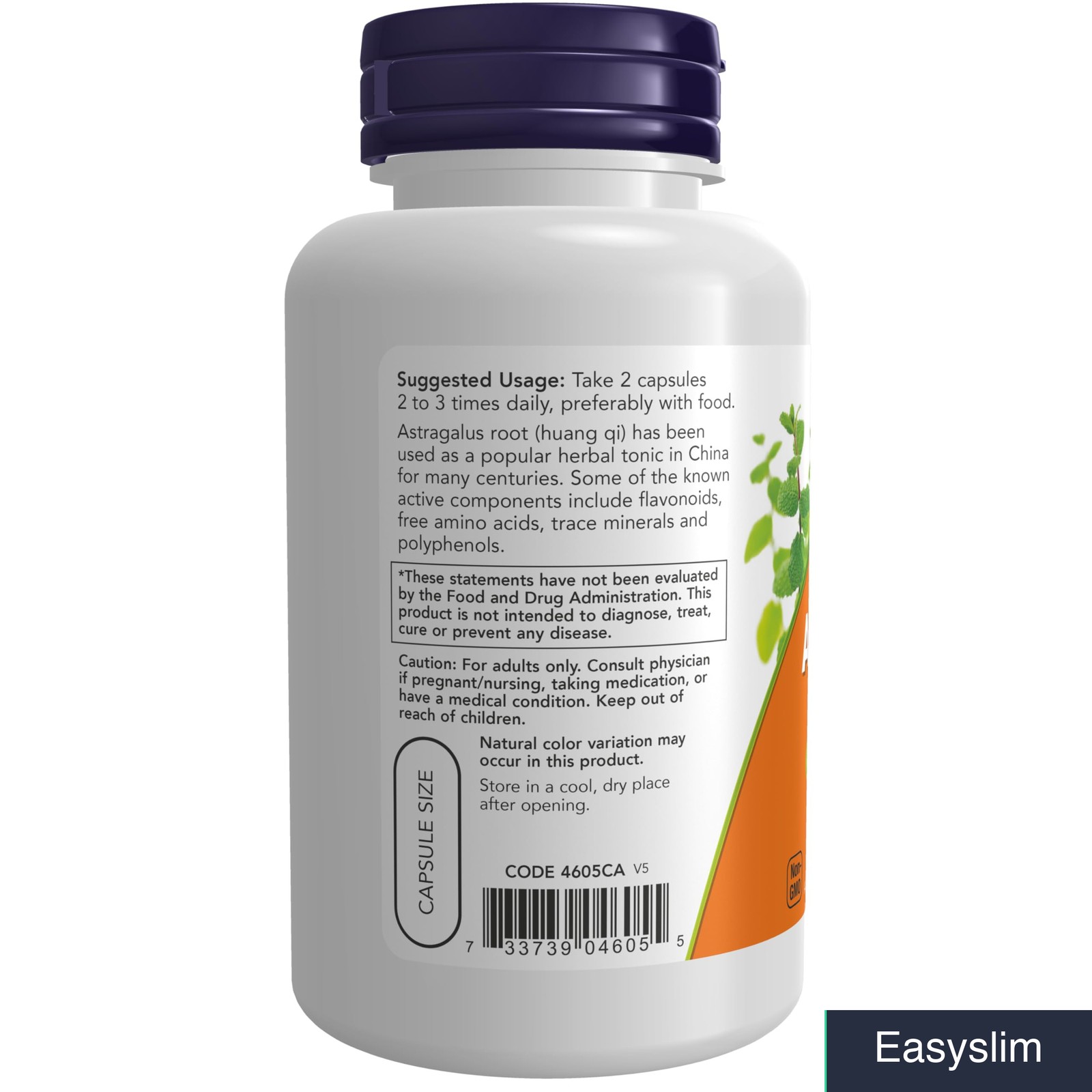 Astragalus 500mg Capsules 100 Count Non-GMO Herbal Supplement