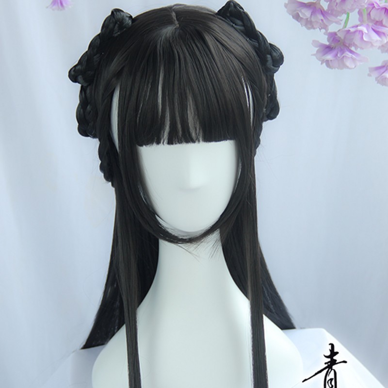 Chinese Traditional Hairpiece Hanfu Prop Ancient Custom Whole Hair Wig Archaic