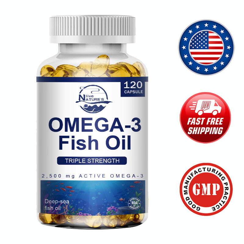 3x Strength EPA & DHA Omega 3 Fish Oil 3600mg, Highest Potency, 120 Softgels
