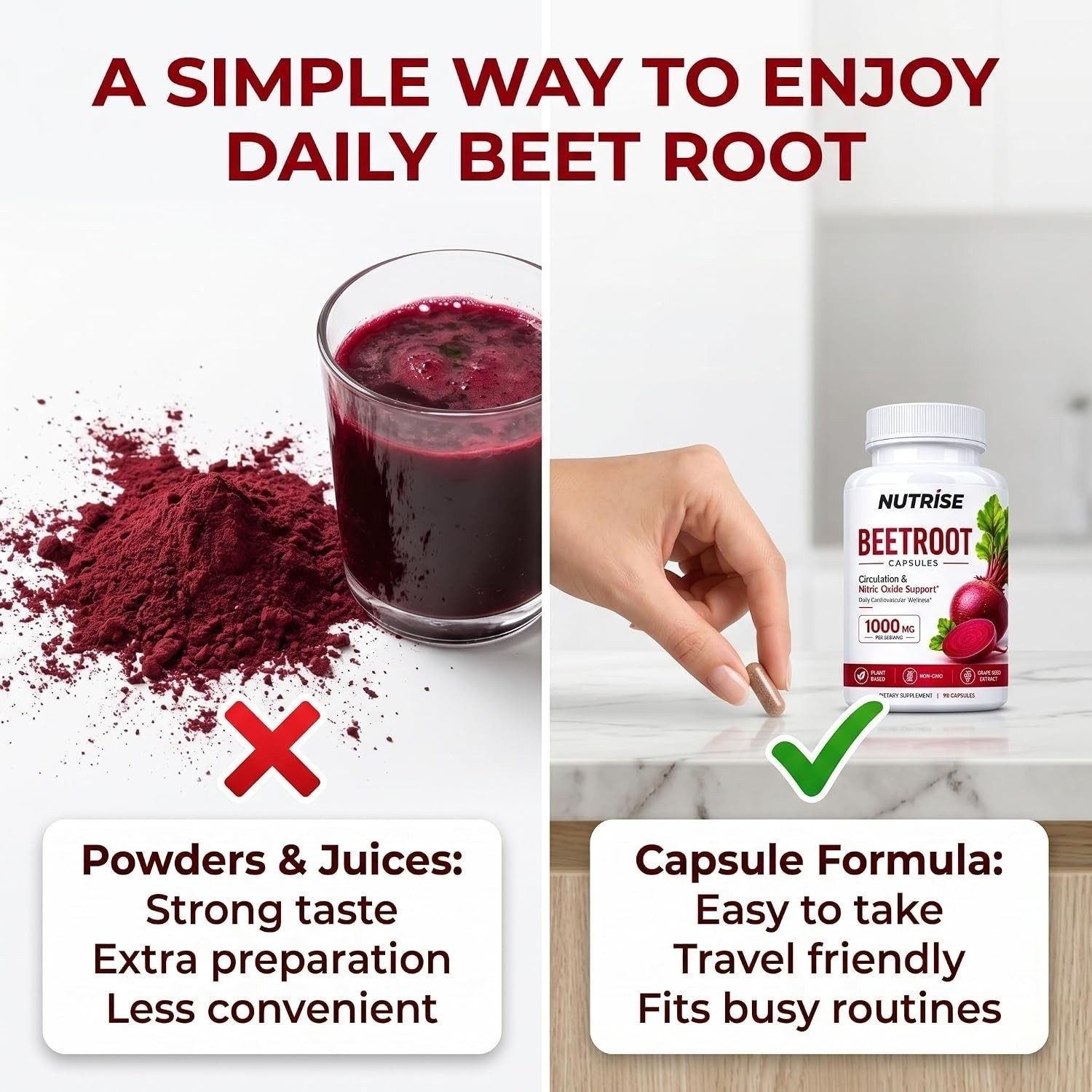NUTRISE Beetroot Capsules – Beet Root Powder with Grape Seed Extract, Non-Gmo, D