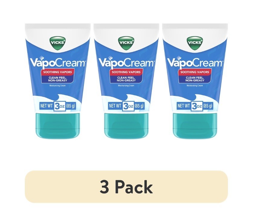 Vicks Vapo Cream Soothing Vapors Non Medicated Moisturizing Cream Non Greasy 3PK