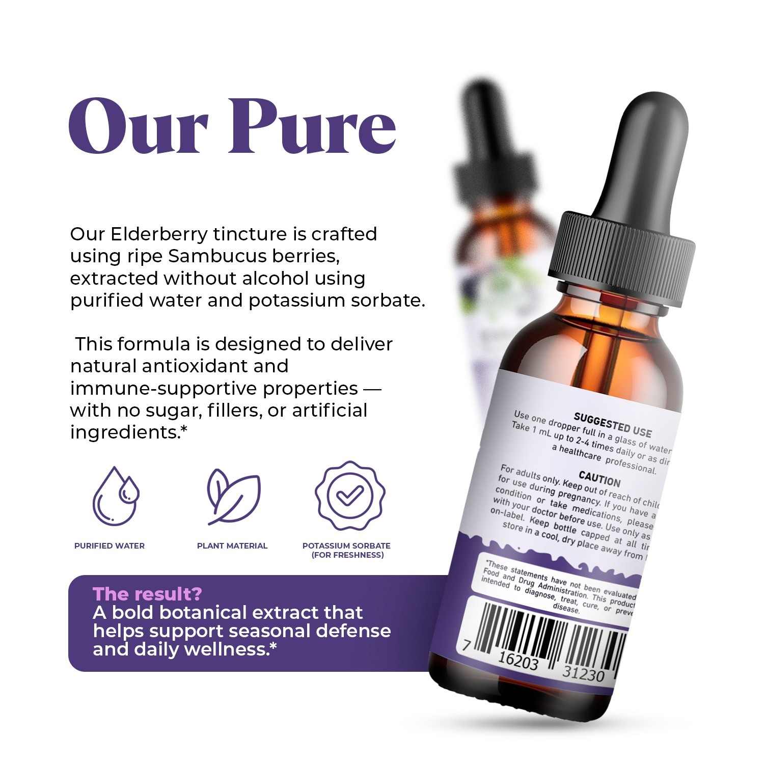 Amazing Botanicals Elderberry Extract 100X Strength Organic Liquid Immune Supprt
