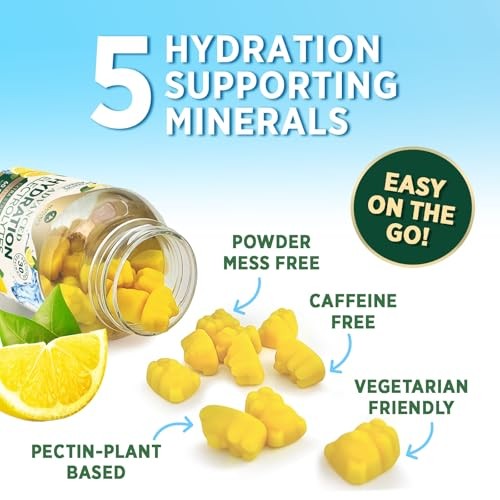 Hydration Electrolyte Gummies – Daily Liquid Replenisher 60 Count (Pack of 1)