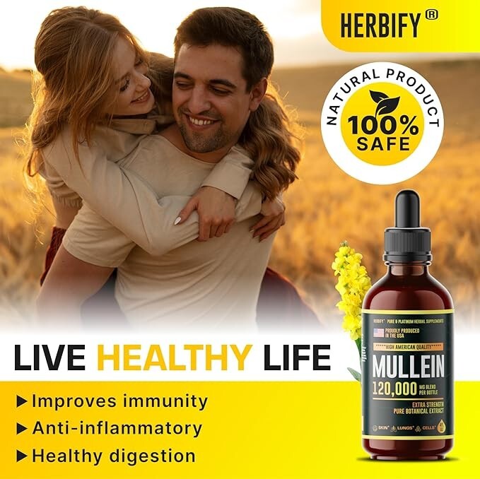 Mullein Drops – Lung Cleanse – Mullein Leaf Extract – Powerful Mullein for Im…