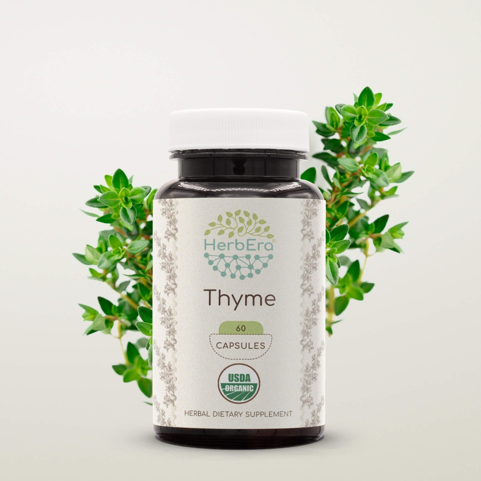 HerbEra Thyme 60/120 Capsules, 400 mg, Organic (Thymus Vulgaris)