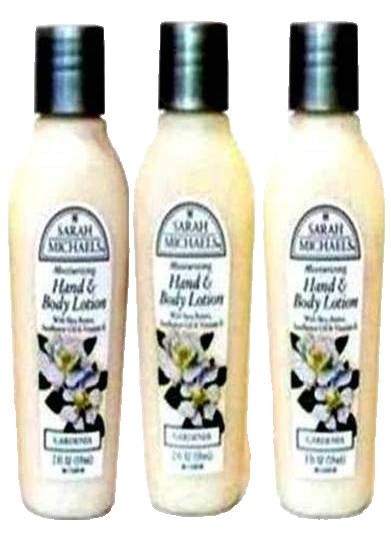 (3) Sarah Michaels Moisturizing Hand & Body Lotion GARDENIA 2 0z. Travel Size,