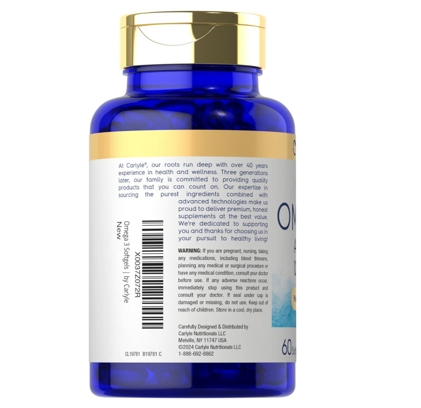 Vegan Omega 3 Supplement 1290mg 60 Softgels Plant Based Algae Oil Non GMO Gluten