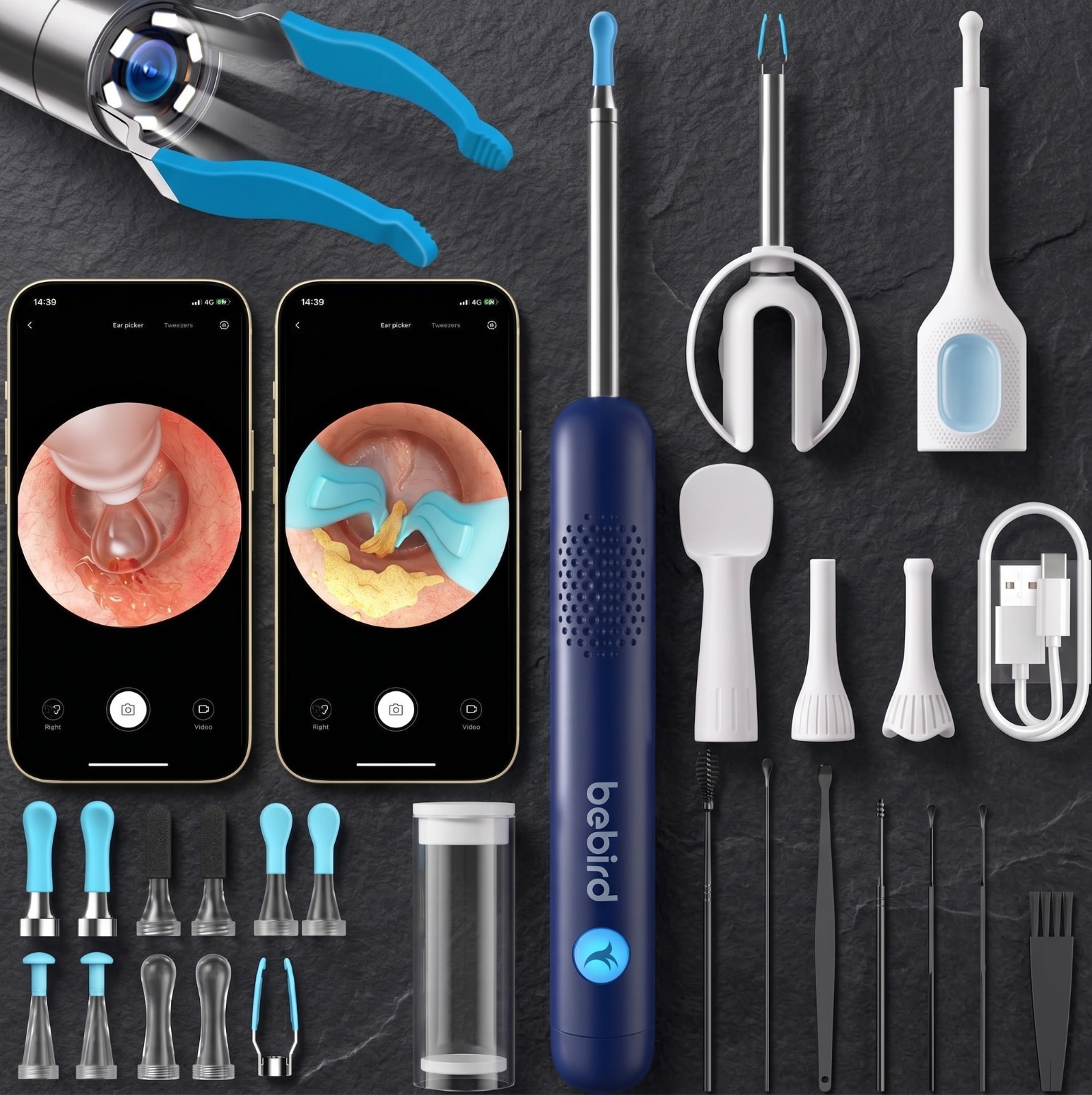 BEBIRD R1 Ultra Ear Wax Remover Camera Otoscope Ear Cleaner Blue