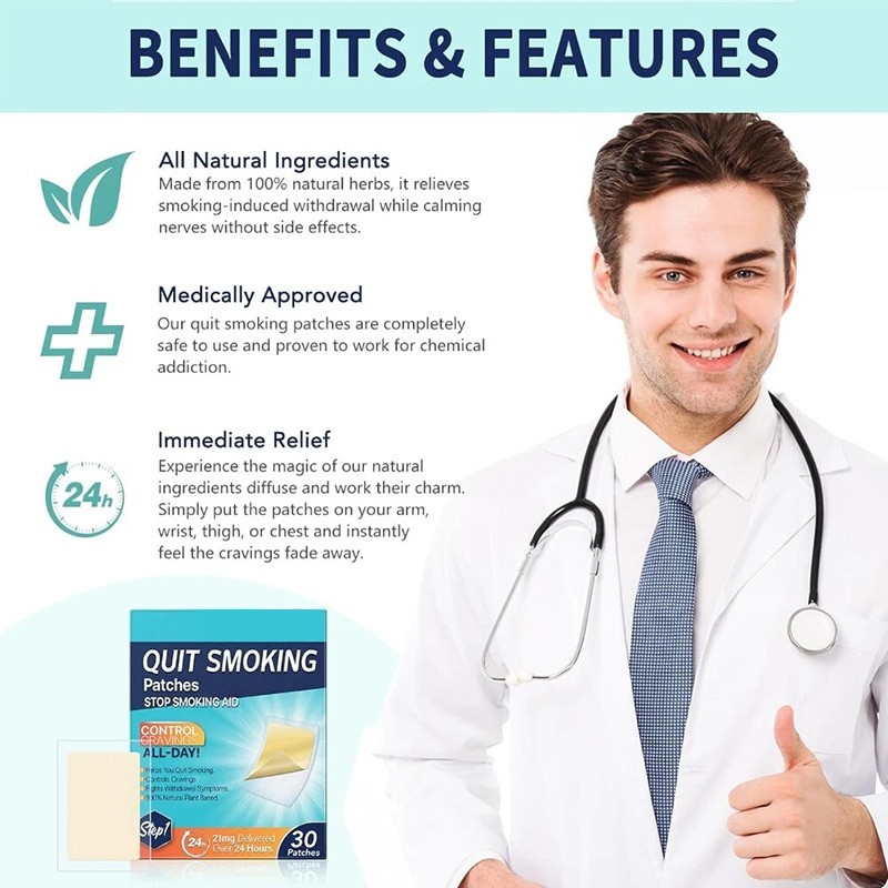 Quit Smoking Nicotine Patches, 30 Patches, 21mg Step 1 Stop Smoking Aids Patches