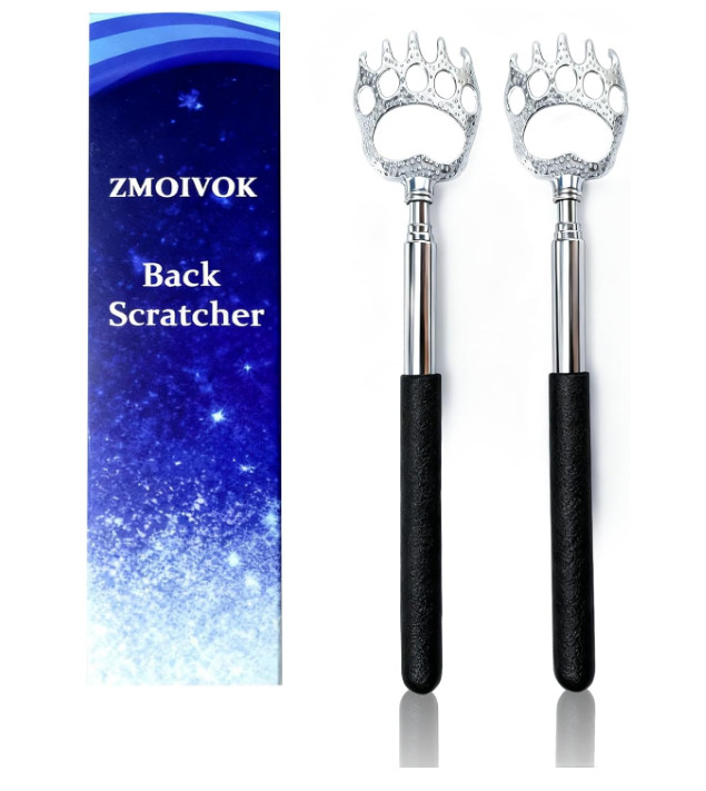 2 Pack Extendable Handheld Back Scratchers Metal Bear Claw Itch Relief Tool