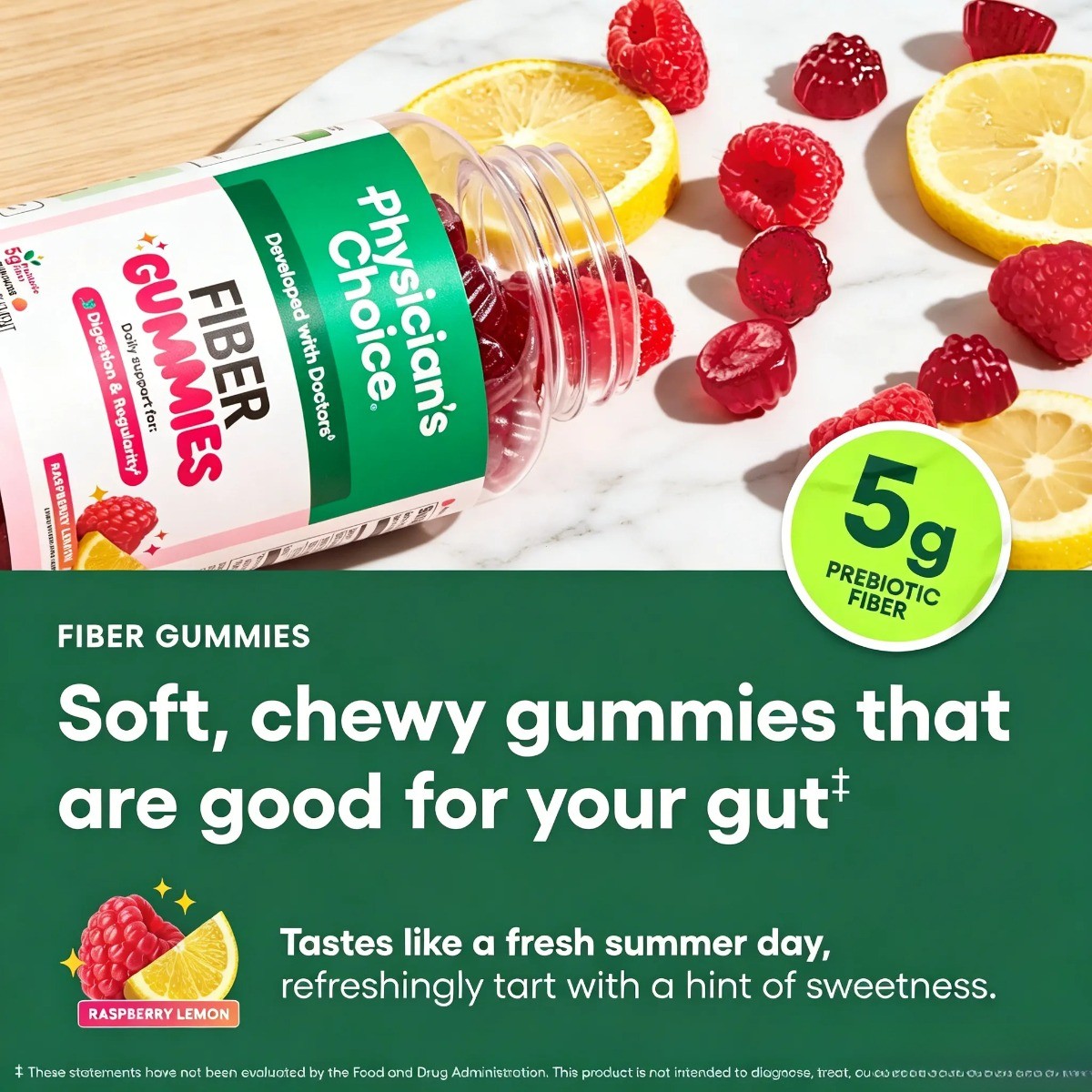 Choice Raspberry Health & Regularity, Fiber Gummies–Digestive Flavor,Sugar Free