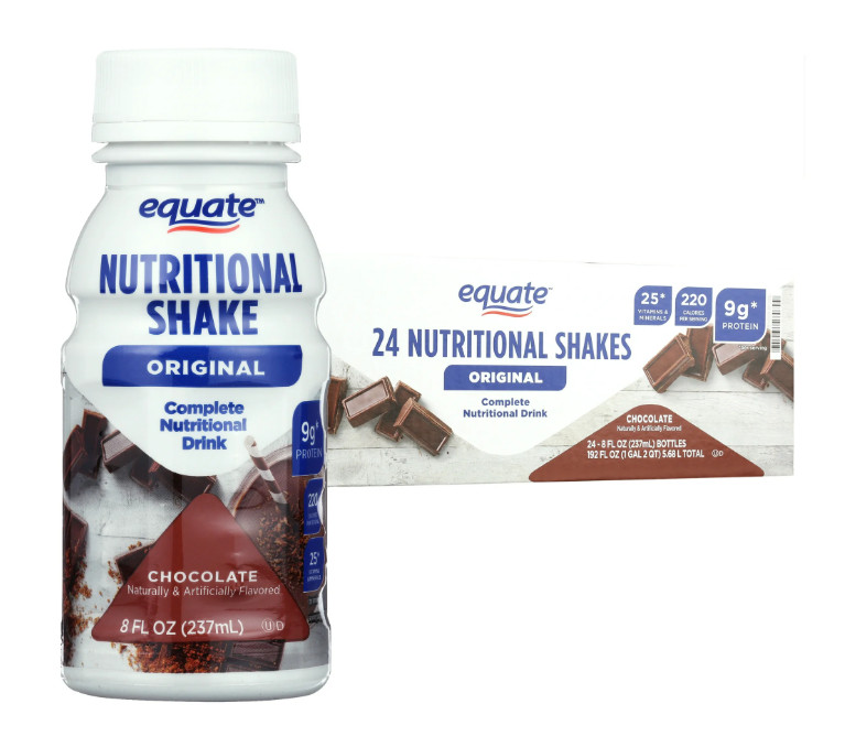 Equate Original Meal Replacement Shake, Chocolate, 8 fl oz, 24 Count