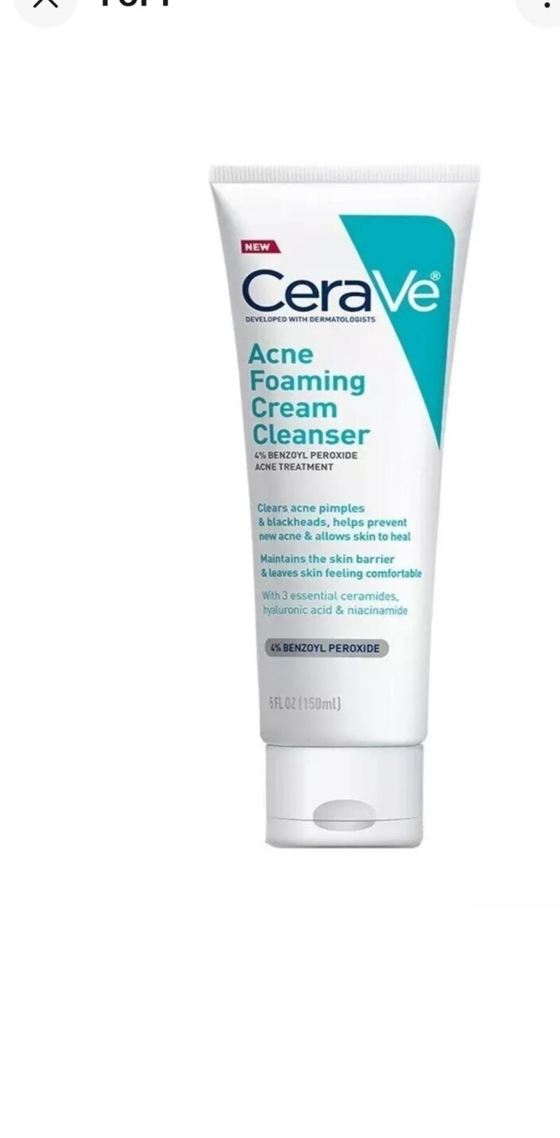 CeraVe Acne Foaming Cream Face Cleanser, Acne Treatment Face Wash Ex:01/2025