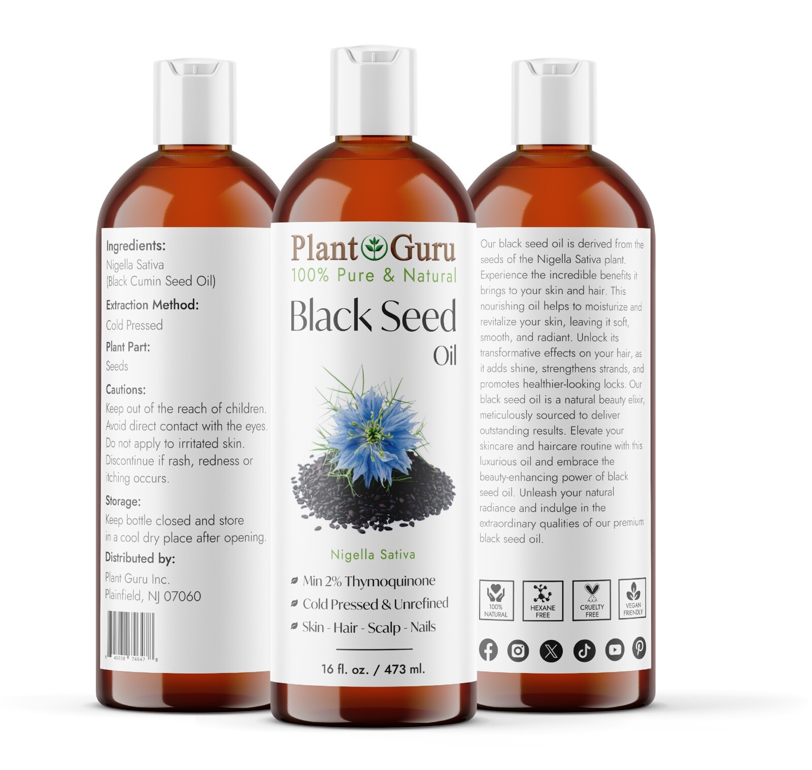 Black Cumin Seed Oil Cold Pressed 100% Pure Virgin Nigella Sativa Bulk