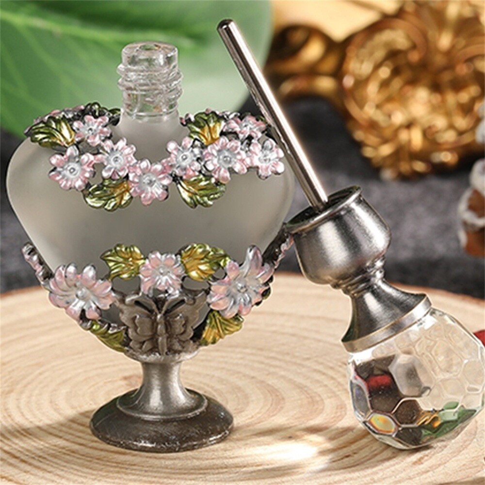 1pc 5ml Perfume Bottle Glass Empty Vintage Essential Oil Container 2 Flower Type