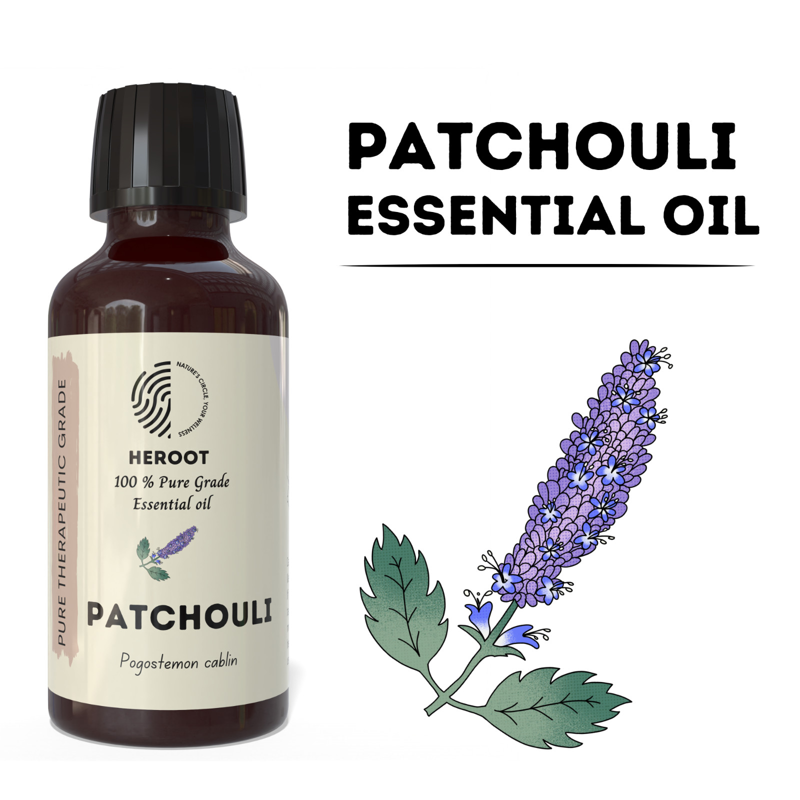 Heroot Patchouli Pure Essential Oil for Diffuser Aromatherapy Home Fragrance