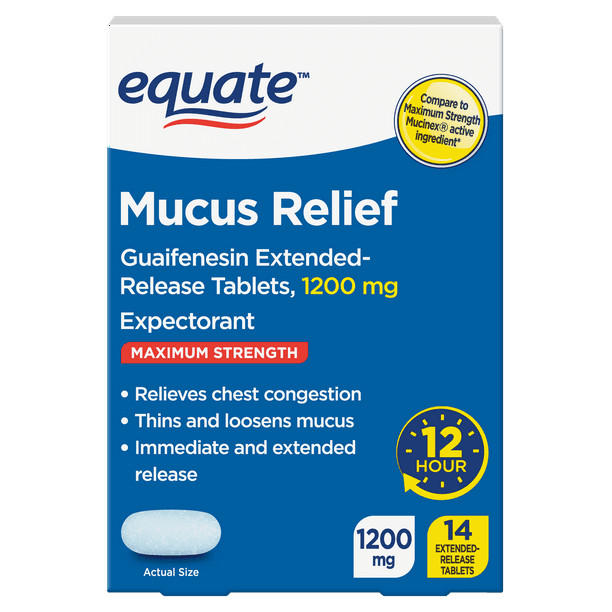 Equate Maximum Strength Chest Congestion and Mucus Relief 1200 mg, 14 Count
