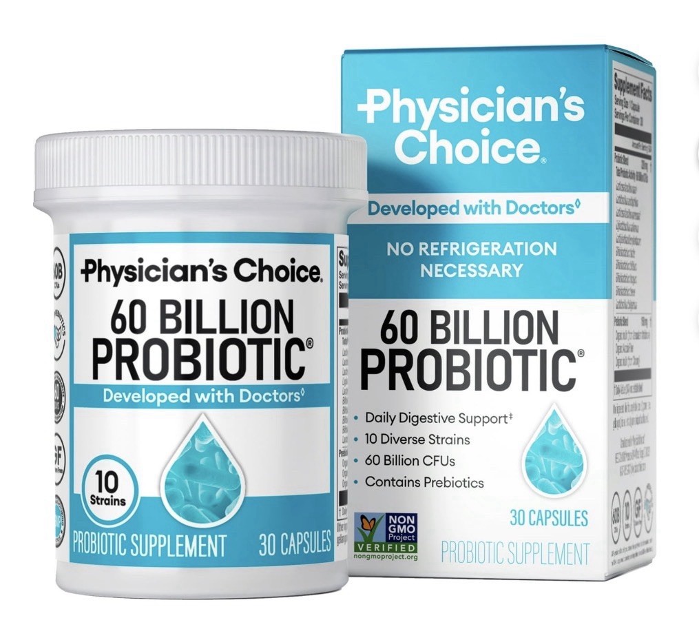 2 BOTTLES Physician’s Choice 60 Billion Probiotic Dietary Supplement 30Capsules.
