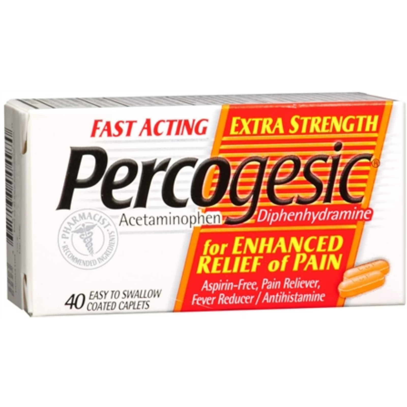 Percogesic Fast Acting Extra Strength Pain Relief Coated Caplets 40 Ct 10-Pack