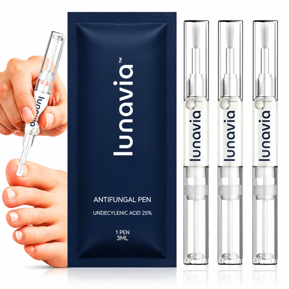Lunavia Antifungal Nail Pen 25% Undecylenic Acid,Toenail Fungus Treatment 3 Pack