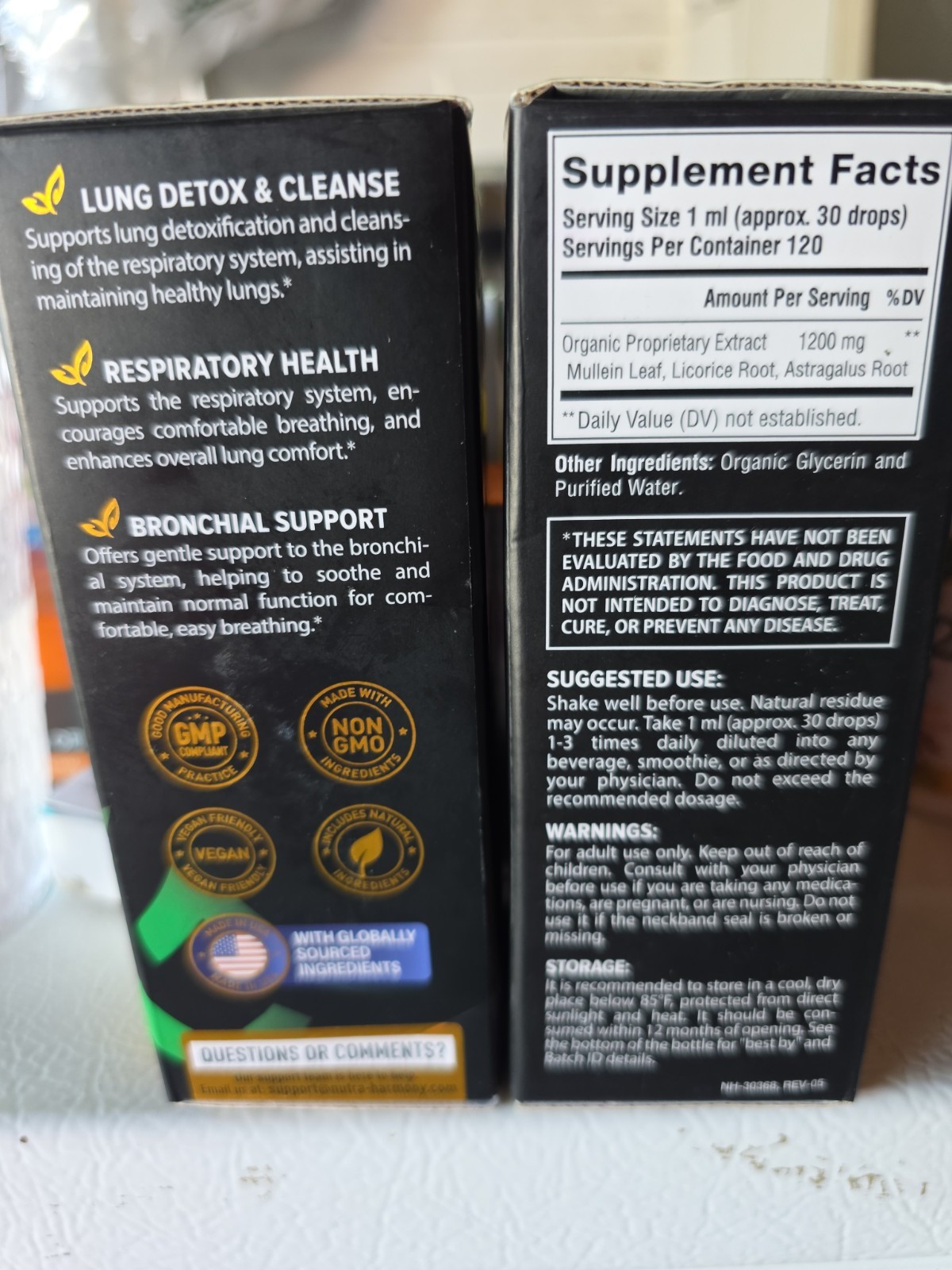 2 Organic Mullein Leaf Extract Drops Skin, Lungs, Cells 4 Fl. Oz. Free Ship