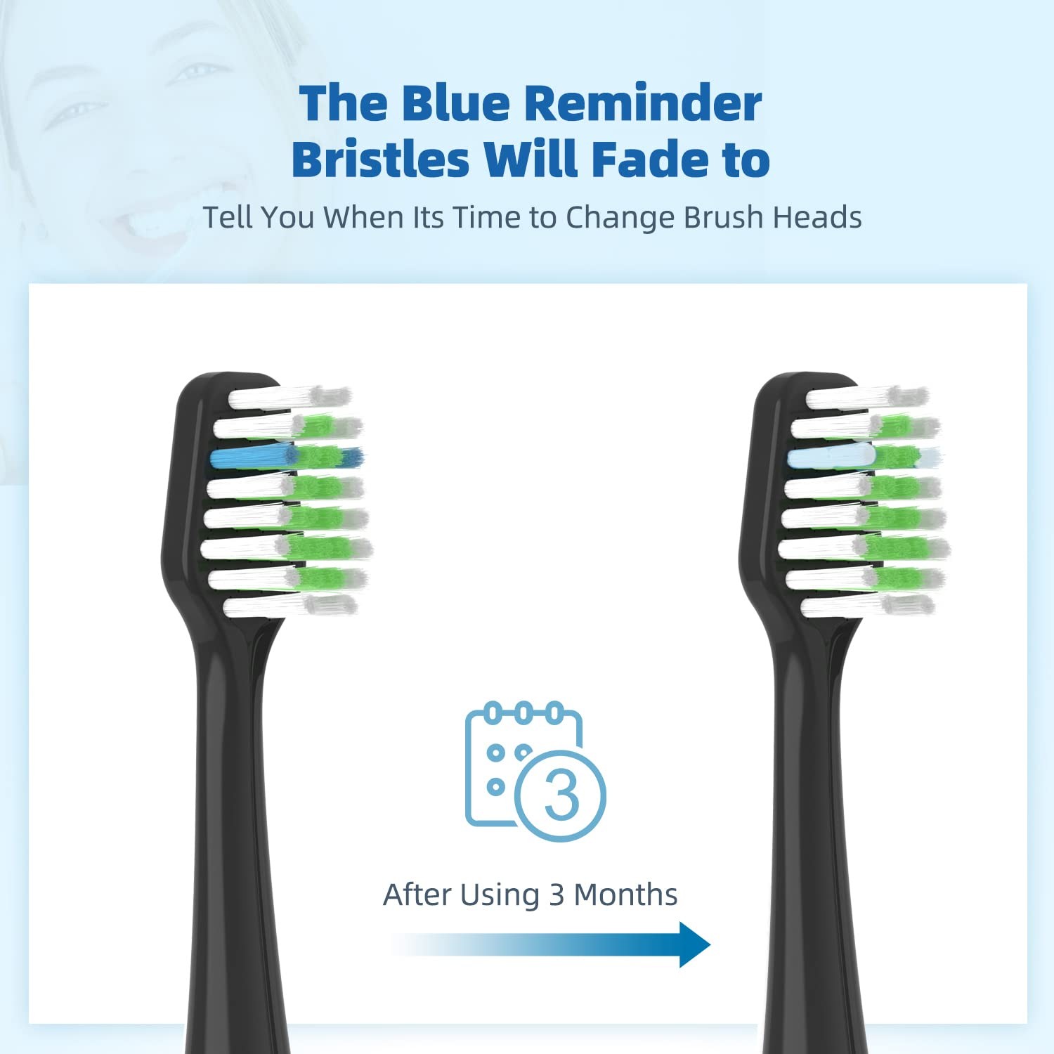 Replacement Toothbrush Heads Fits for 1 Count (Pack of 8), Black 9.0/5.0