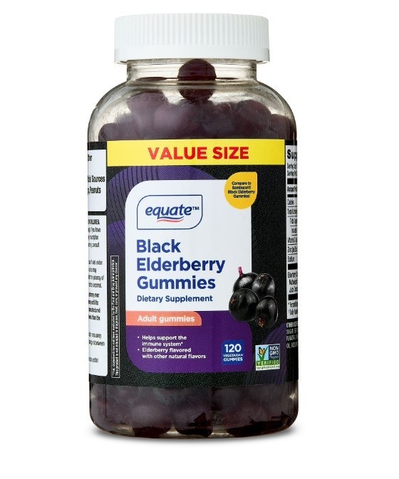Equate Black Elderberry Dietary Supplement Gummies 50 mg 120 Count