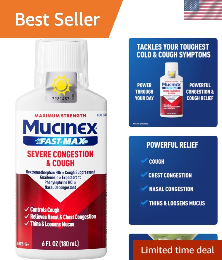 Fast-Max Severe Congestion & Cough Medicine, Maximum Strength Symptom Relief,…