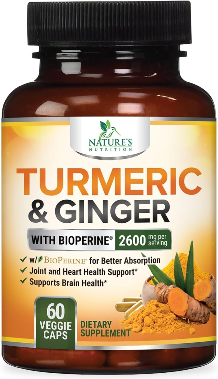 Turmeric Curcumin Supplement 2600mg – with Organic Ginger & Turmeric – BioPerine
