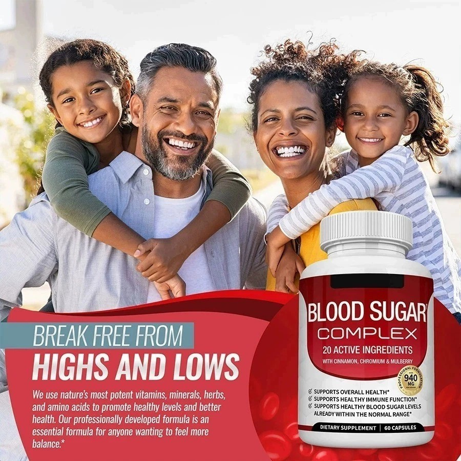 Blood Sugar Complex – 20 Active Ingredients with Cinnamon, Chromium & Mulberry