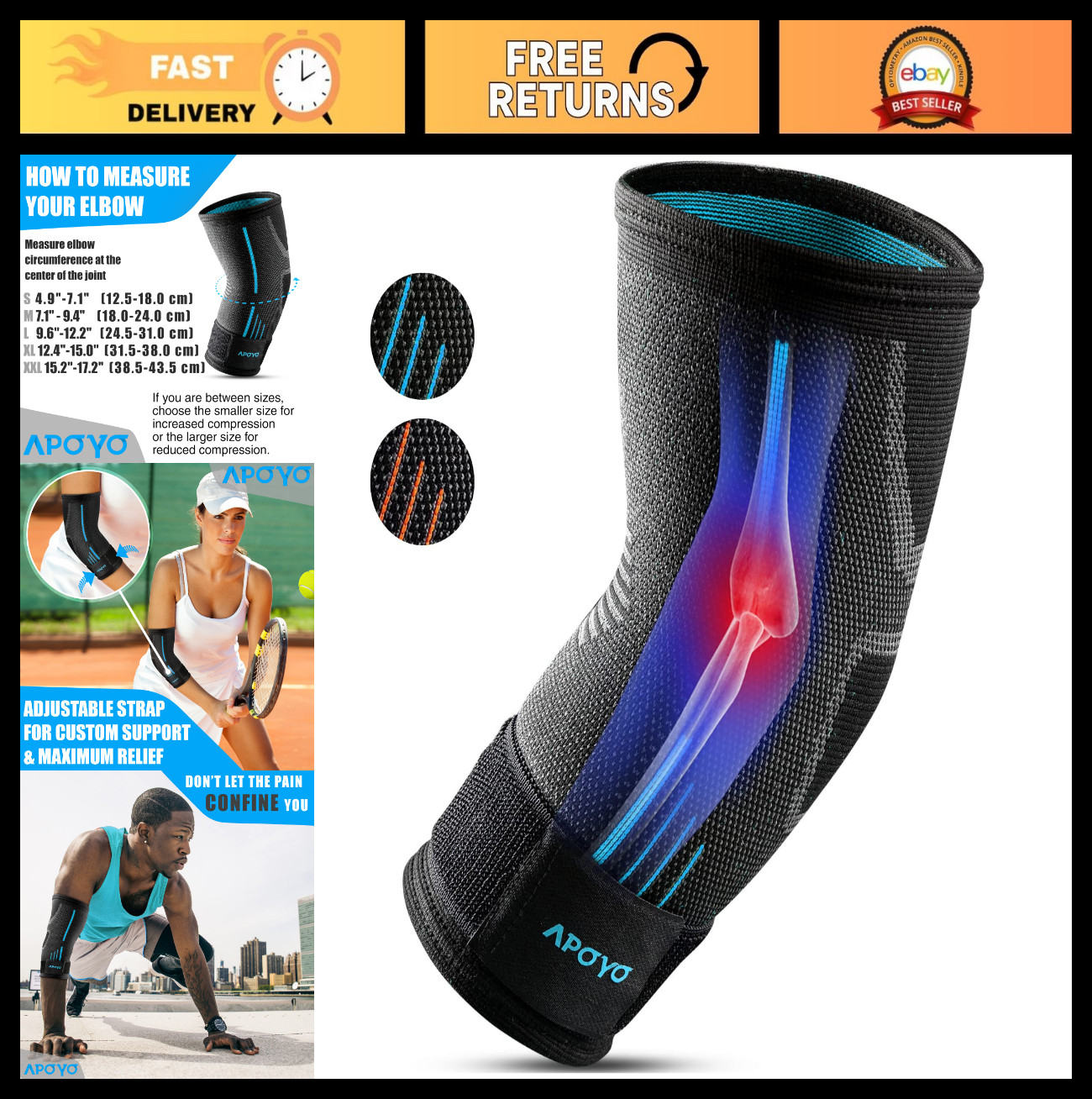 Tennis Elbow Brace for Men & Women – Compression Sleeve for Pain Relief, Arthrit