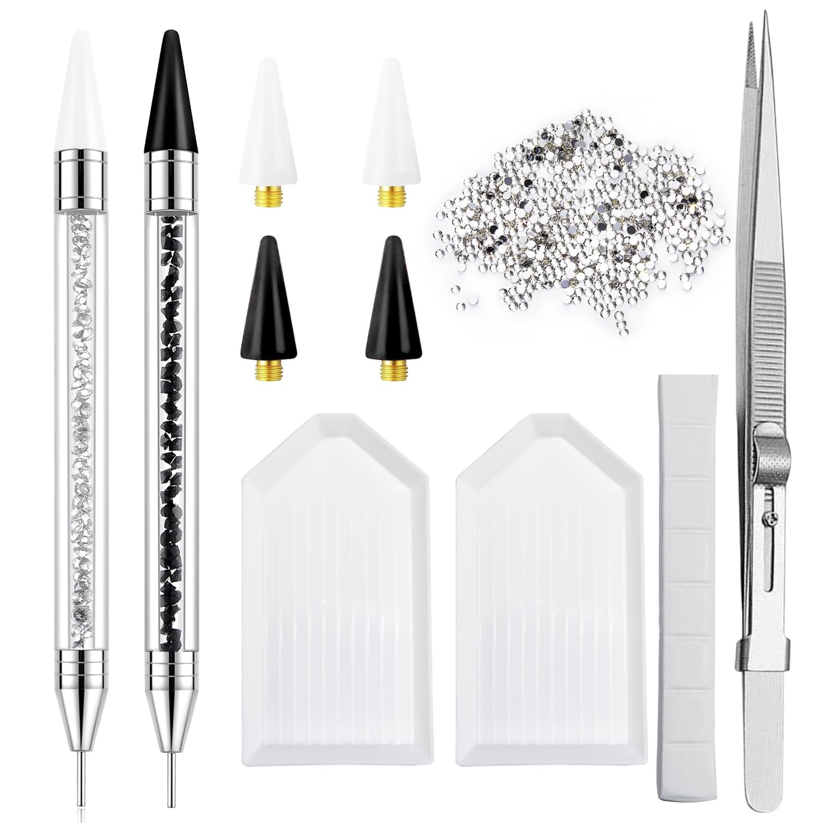 Rhinestone Picker Tool – 2pcs Dual-head Bedazzling Pen with 4 Wax Tips, 8pcs …