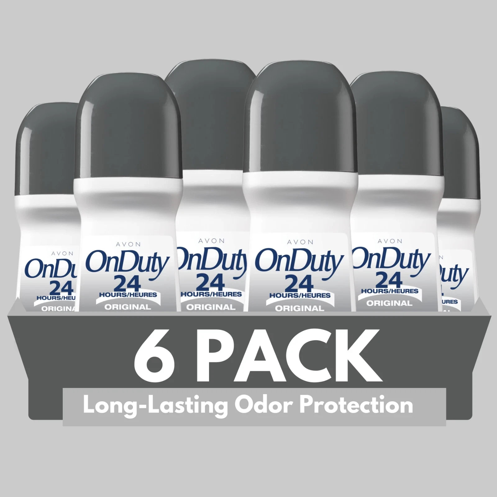 6 pack Avon On Duty Original 24H Roll-On Antiperspirant Deodorant, 2.6 fl oz