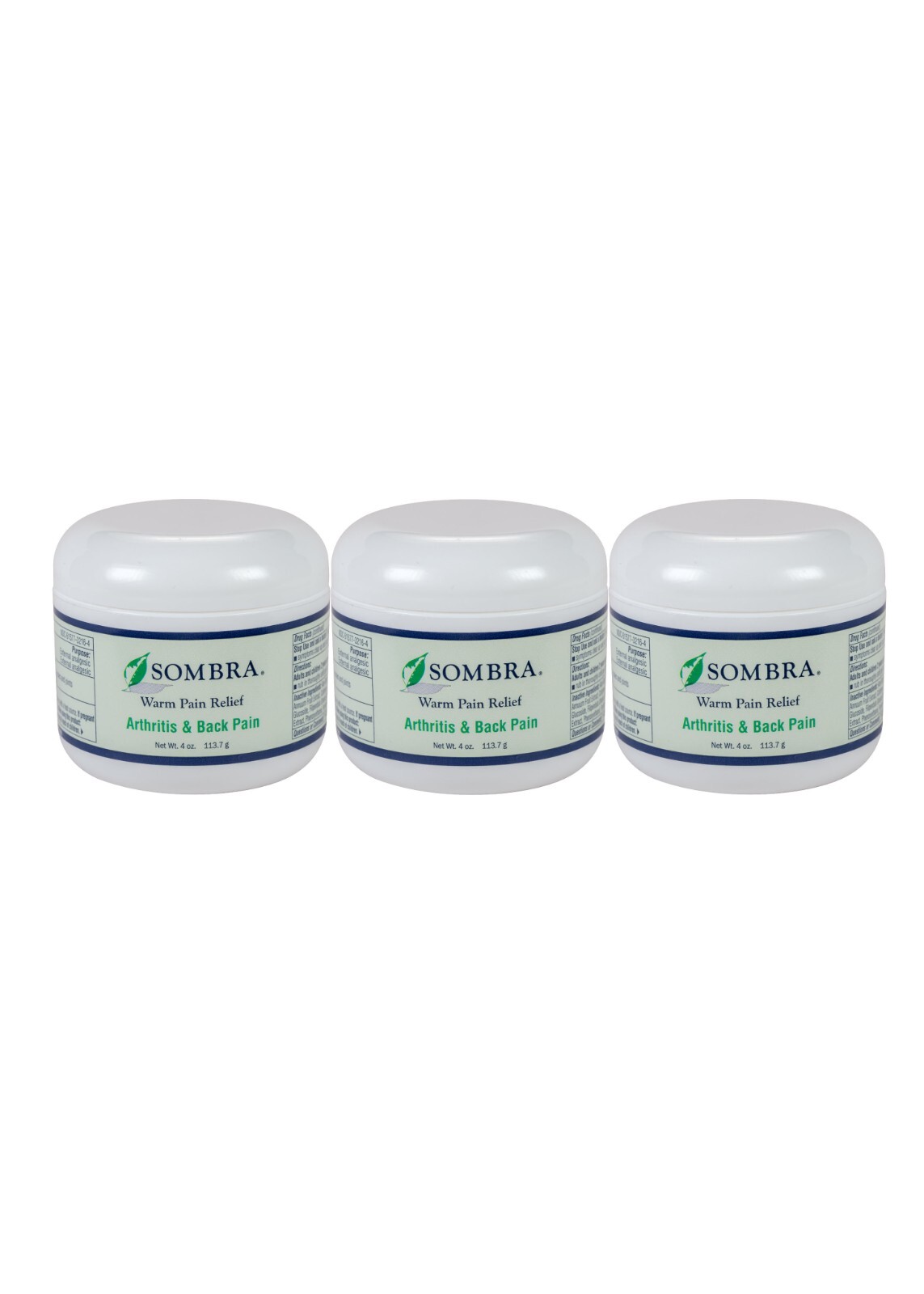 4oz Jar – 3 pack – Sombra’s Original Warm Therapy Pain Relieving Gel NEW!